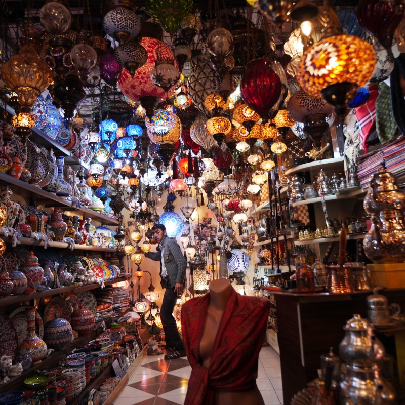 inside, lanterns, full, consumerism, lamps, retail, shopping, standing, bosphorus, turkey, abundance, istanbul, night, man, retail display, choice, real people