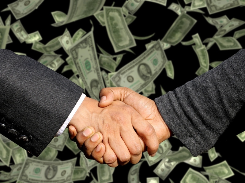 partnership - teamwork, forex, money, profit, coworker, 1080P, hand, adult, commercial, togetherness, two people, paper currency, businessman, sell, handshake