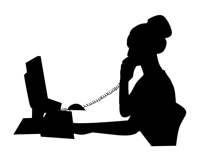 centre, attractive, white background, callcenter, indoors, cut out, consultant, silhouette, caucasian, worker, guitar, studio shot, side view, operator