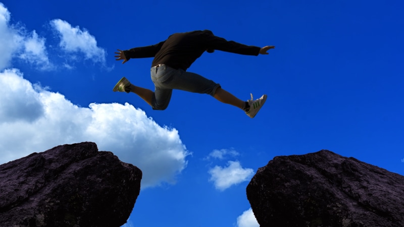 opportunity, person, human arm, mountain, expectation, chance, activity, make, nature, sky, dare, option, consolation, low angle view, jumping, experiment