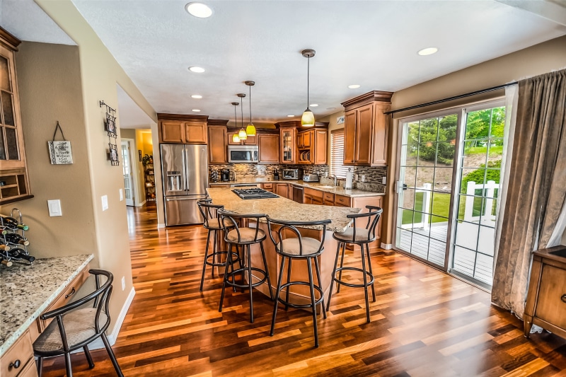 wood - material, lighting, home addition, upscale, flooring, domestic kitchen, building, real estate, interior design, house, furniture, home improvement