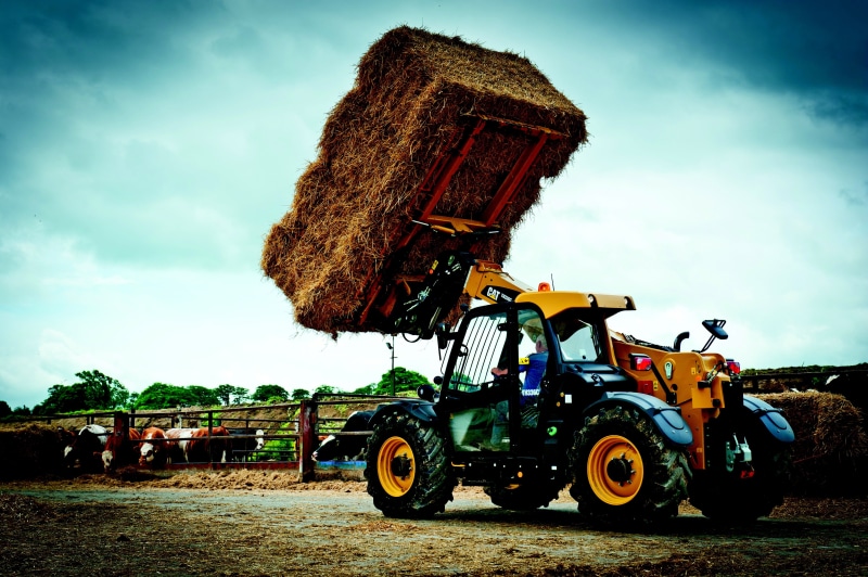 truck, loader, tractor, land vehicle, transportation, field, cat, land, construction machinery, sky, rural scene, outdoors, 4K, hard, th336c, construction