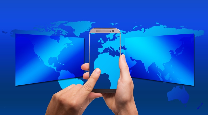 lifestyle, colored background, communication, work, finger, human hand, send, contact, human body part, global communications, world map, wlan, gold, holding