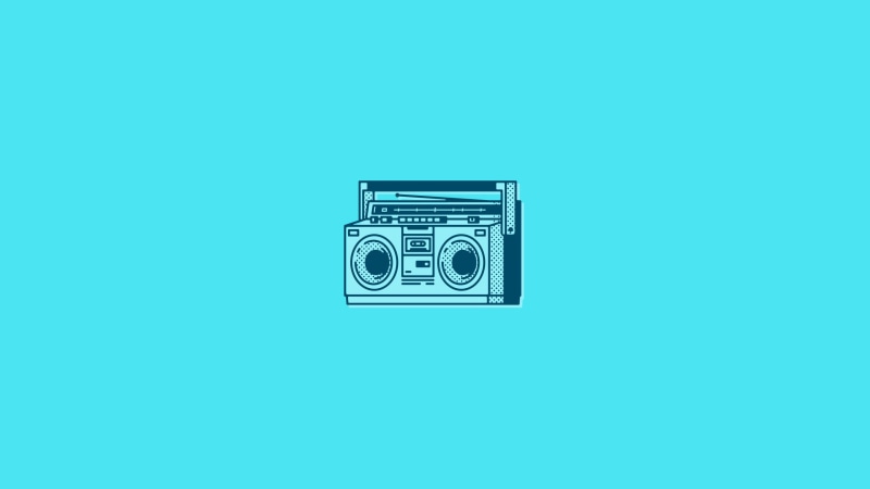 technology, cyan, single object, boombox, music, camera - photographic equipment, boom box, cut out, blue background, colored background, cyan background