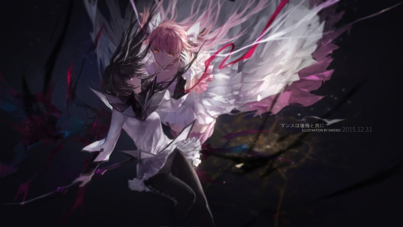 character, man, leisure activity, woman, three quarter length, swd3e2, assisting, obscured face, paper, celebration, Kaname Madoka, 720P, unrecognizable person