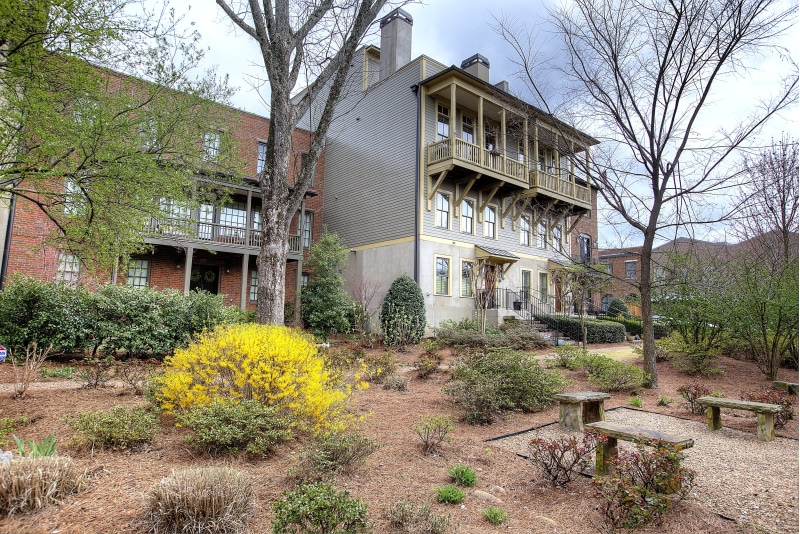 land, downtown, building exterior, balcony, day, home, development, tree, architecture, complex, rental, bare tree, home for sale, norcross ga, no people