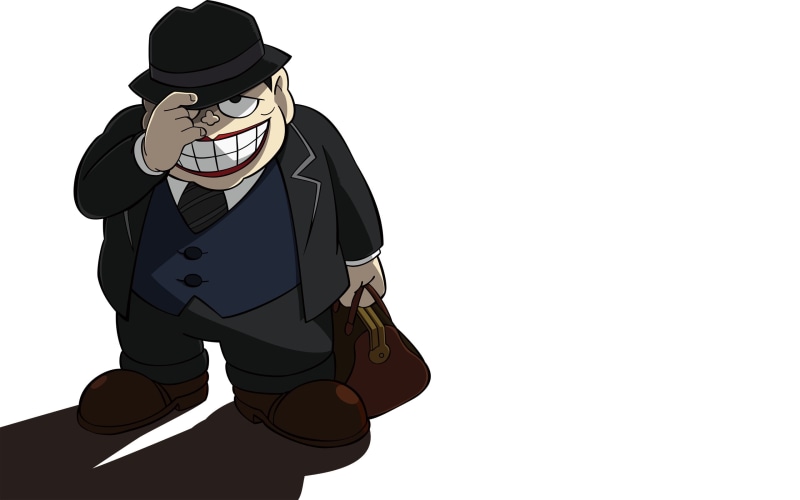 laughing salesman, cut out, one person, leisure activity, representation, studio shot, 2K, hat, clothing, holding, creativity, real people, men, indoors