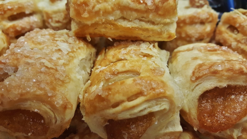 freshness, french food, indoors, high angle view, turnovers, 5K, sweet food, focus on foreground, crust, backgrounds, indulgence, pastries, close up, for sale