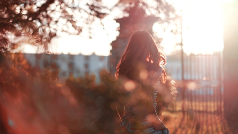 glare, 1080P, dress, hair, girl, autumn, turnover