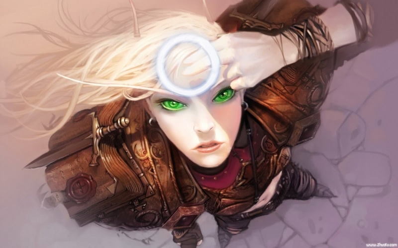 front view, artwork, woman, female likeness, Hearthstone: Heroes of Warcraft, human representation, armor, close-up, one person, beautiful woman, hairstyle
