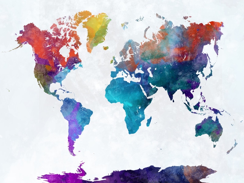 paint, world map, abstract, 4K, nature, creativity, textured, backgrounds, close-up, paintings, indoors, world map 4k wide  download, art and craft, craft