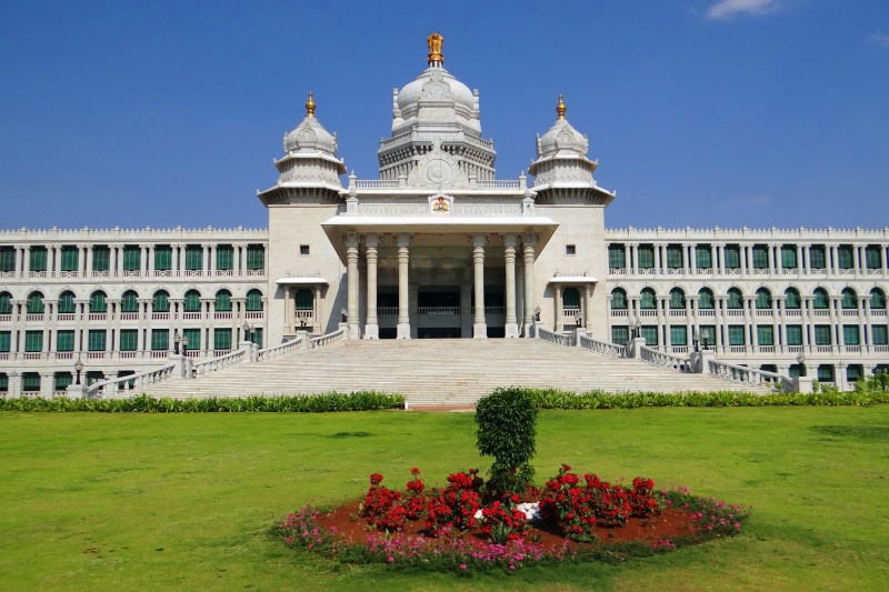 grass, legislative building, clear sky, no people, belgaum, garden, building, city, government, growth, outdoors, legislature, built structure, nature