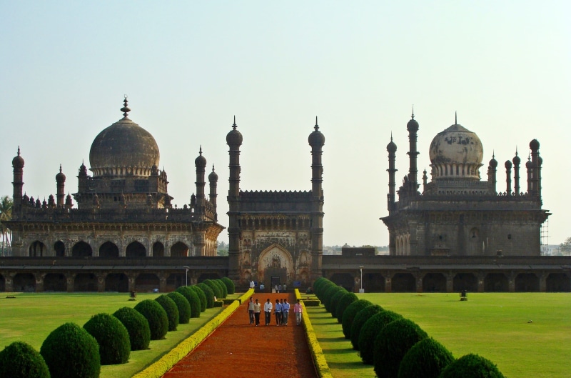 tourism, nature, tomb, sky, history, bijapur, historic, city, group of people, building exterior, men, the past, dome, outdoors, islamic, india, clear sky