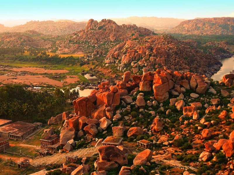 hills, india, Ancient, architecture, hampi, nature, history, 480P, hill, hd, matanga, art