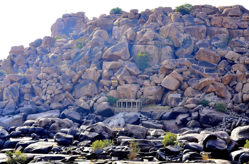 river, formation, eroded, 4K, solid, stone, travel, heritage, beauty in nature, hampi, no people, tranquility, mesa, scenery, beach, india, nature, building exterior