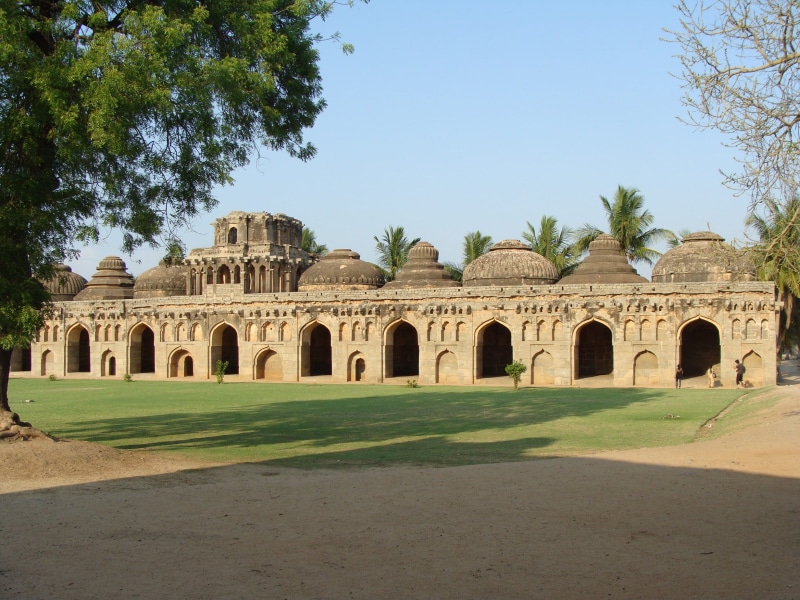 unesco site, architecture, architectural column, building, 2K, arch, plant, Stables, tourism, daytime, courtyard, tree, no people, day, elephant stables