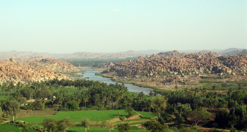 2K, india, hampi, water, environment, tranquility, sky, tree, hill, nature, mountain, tranquil scene, green color, landscape, view, no people, temple