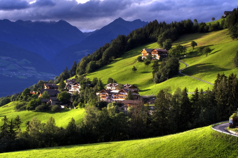 BRAVO, Urlaub, daytime, hdr, meadow, mountain, european Alps, europe, on tour, Leonhardt, trees, am Abend, gimp, outdoors, village, landscape, mountainside