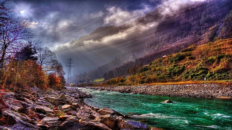 non-urban scene, no people, cloud, plant, water, tree, canyon, switzerland, cloud - sky, outdoors, environment, alps, serene, beauty in nature, river, power in nature