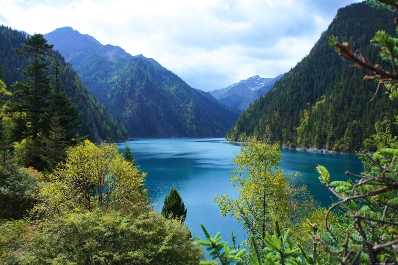 Park  Lake, Nature Park, duiring, 4K, blue, view, China, mountain, daytime, aerial, Jiuzhaigou, body of water, Sichuan, lake, nature, mountainside, forest