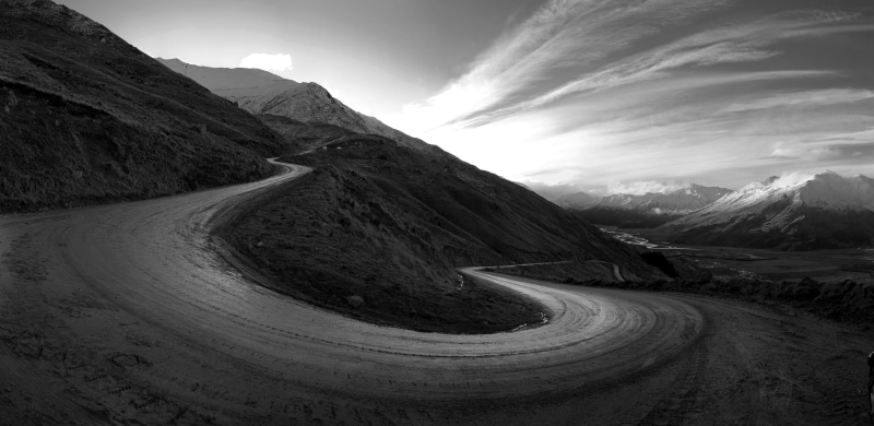 cloud, mountains, road, curve, environment, explore, mountain range, mountain road, mountainside, empty, transportation, sky, outdoors, the way forward
