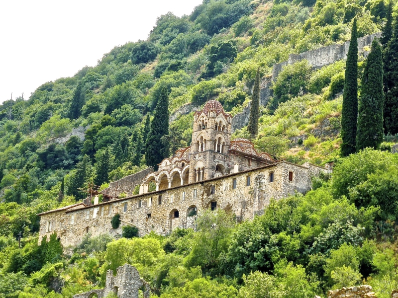 growth, forest, roman, ancient civilization, mountain, lush foliage, 4K, travel, mystra, beauty in nature, built structure, building exterior, architecture