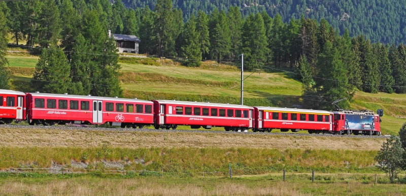 Rhaetian Railways, growth, world heritage, cyclist dare, ge 4-4 ii, station, switzerland, nature, mode of Transport, 4K, railroad Track, svizzera, railway line