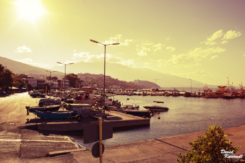pole, bell, harbor, ship, dock, mountains, street light, no people, house, church, trees, cloud - sky, sea, street, 5K, rock, mountain, moored, sky, water