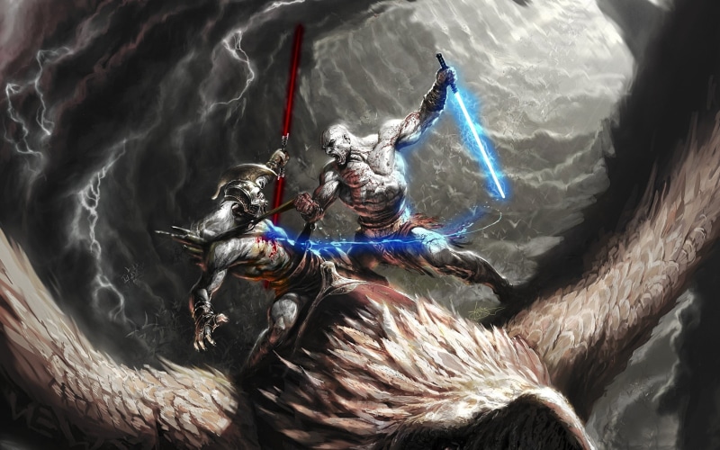 poseidon, Games, god of war 3, 2K, kratos, artwork
