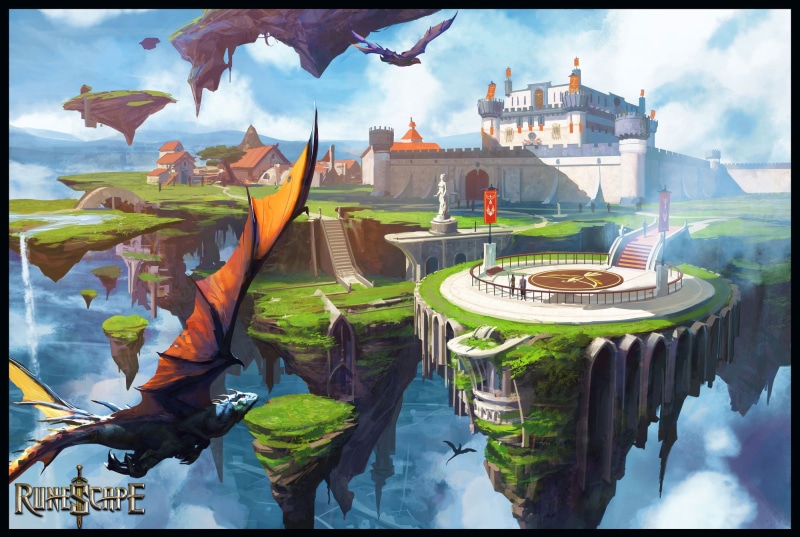 castle, city, dragon, adventure, runescape, 1080P, island, fantasy