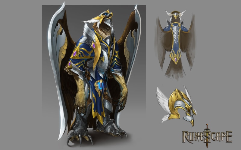 armor, 1080P, warrior, bird, eagle, fantasy, runescape, adventure