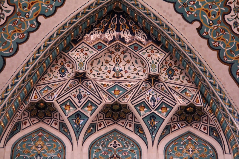religious, islam, glass, architectural feature, interior, mosaic, amazing, holy, architecture and art, religion, art, muscat, craft, multi colored, no people