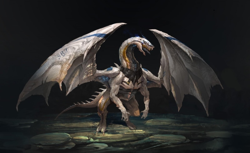 symbol, night, art and craft, fantasy, outdoors, water, motion, close-up, creature, dragon, architecture, studio shot, representation, gray, mythology