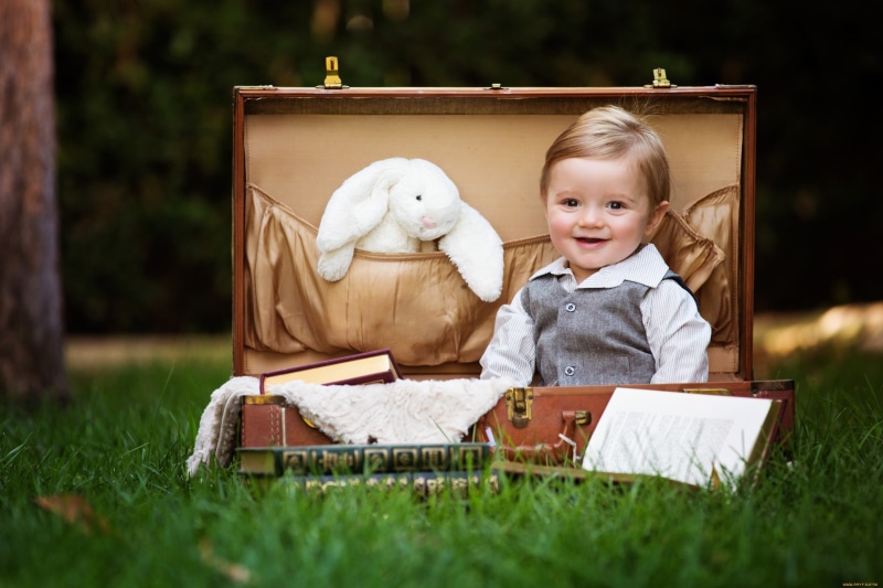 suitcase, children, boys, 2K