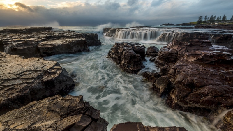 motion, rock, waterfalls, rock - object, environment, Australia, no people, land, flowing water, sea, outdoors, long exposure, sky, beauty in nature, flowing
