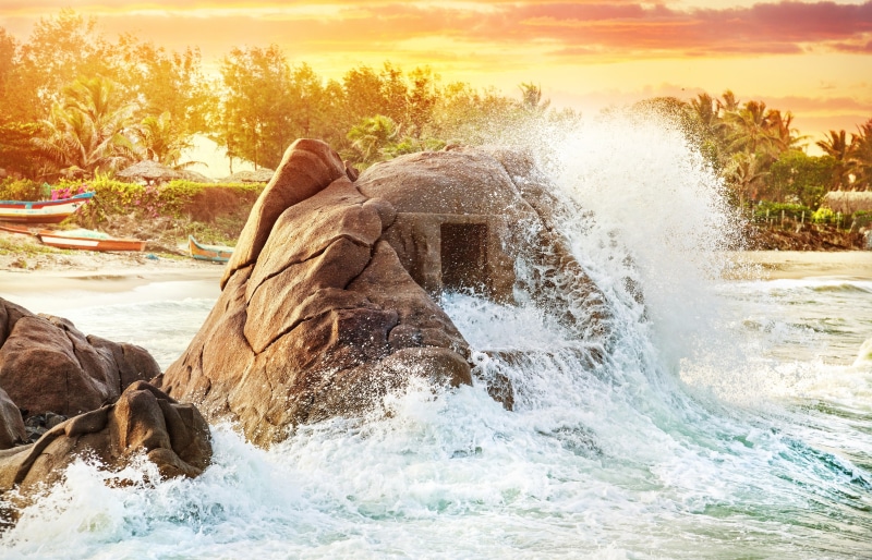running, ruins, water, ancient, rock, wave, 4K, beach, ocean, painting, cave, India, ancient temple, temple, indian