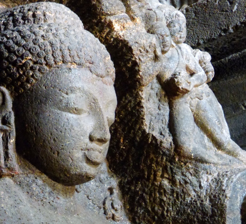 unesco, rock carvings, monument, male likeness, hinduism, ancient civilization, cave, sculpture, day, stone, cave sculpture, no people, close-up, 2K, ancient