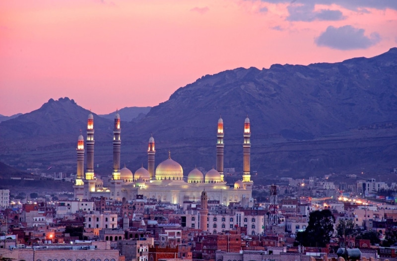 Sunset, 1080P, Cities, Yemen, Al Saleh Mosque, Sanaa