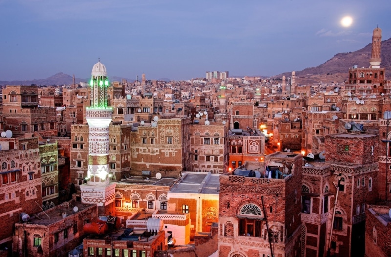 illuminated, tourism, history, residential district, built structure, architecture, religion, place of worship, the past, Cities, Sanaa, travel, travel destinations