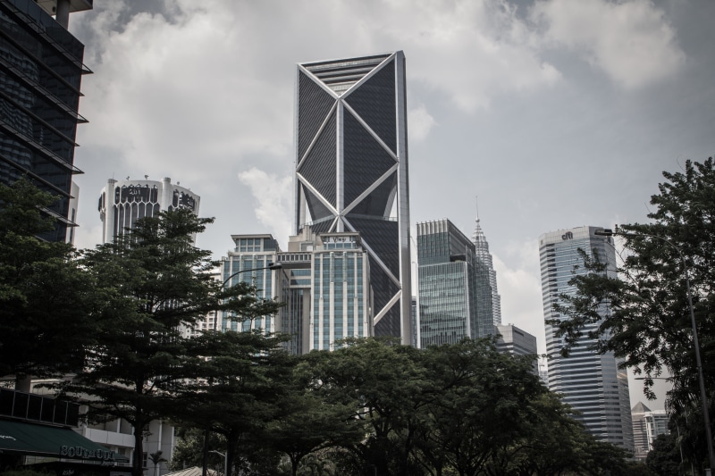 Towers, 4K, asia, Building, outdoors, big city, city, plant, low angle view, built structure, sky, day, landmark, Malaysia, skyscraper, office building exterior