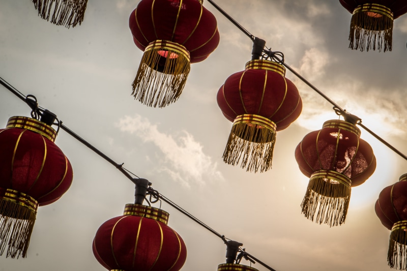 cloud - sky, 4K, malaysia, chinese lantern festival, event, low angle view, lantern, basketball hoop, lights, market, outdoors, festival, sphere, chinese new year