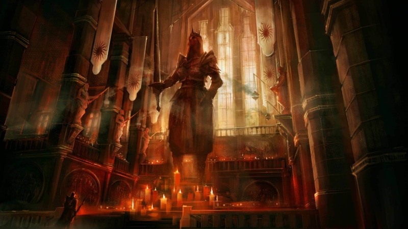 2K, temple, fantasy art, statue, Dragon Age II, candles, Dragon Age, concept art, video games