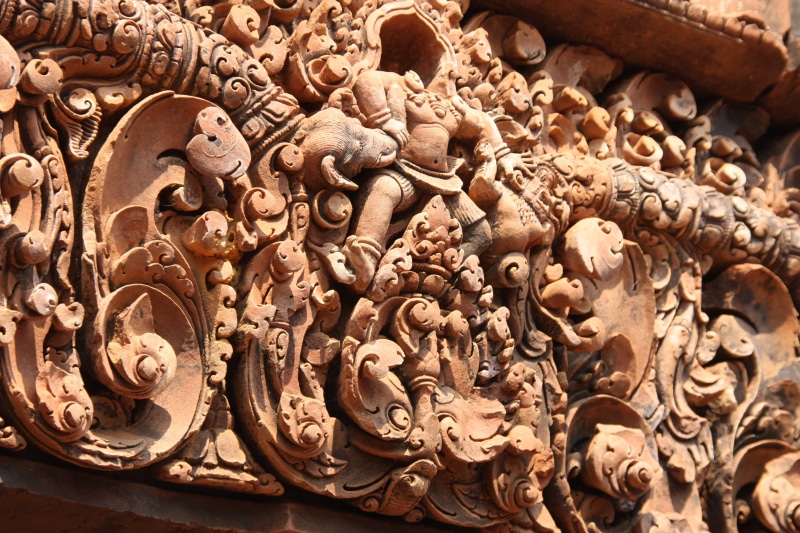 carving - craft product, asia, frescoes, backgrounds, no people, statues, religion, craft, spirituality, banteay srei, male likeness, 4K, temple, temple complex