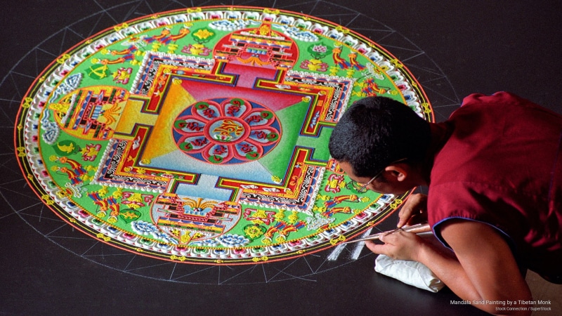sand, tibetan, painting, mandala, 2K, Asia, monk