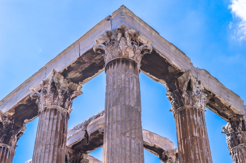 low angle view, athens, temple of olympian zeus, the past, στηλες, ελλάδα, old ruin, deterioration, old, greece, bad condition, athena, zeus, no people