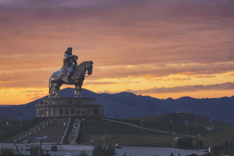 architecture, memorial, sky, travel destinations, cloud - sky, dusk, art and craft, statue, the past, mongolia, sculpture, human representation, travel