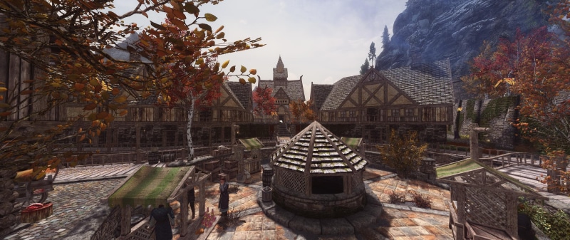 fantasy city, The Elder Scrolls, spirituality, nature, tourism, SLMP, change, ultra-wide, no people, outdoors, Riften, plant, religion, city, place of worship