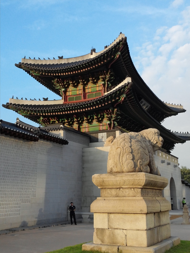 cloud, hatch, built structure, place of worship, haitai, sunlight, glow, sunset, sky, incidental people, low angle view, old fashioned, 4K, gwanghwamun