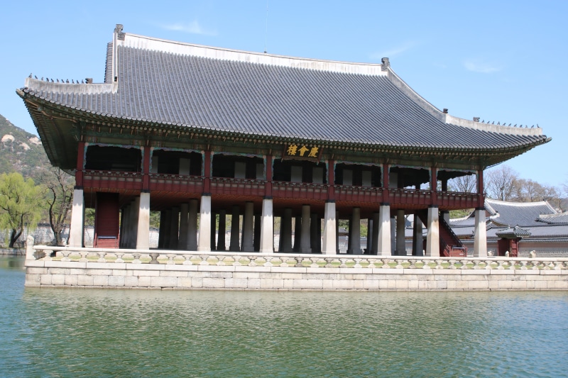 travel, gyeongbok palace, outdoors, building exterior, history, seoul, korea, travel destinations, city, no people, sky, roof, tourism, cultural property