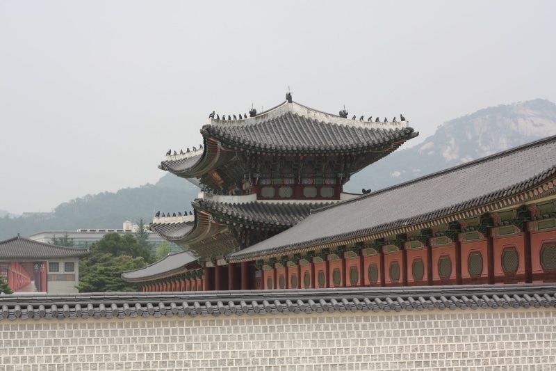 ornate, nature, roof, place of worship, korean traditional, gyeongbok palace, belief, traditional, hanok, the past, clear sky, mono, classic, building